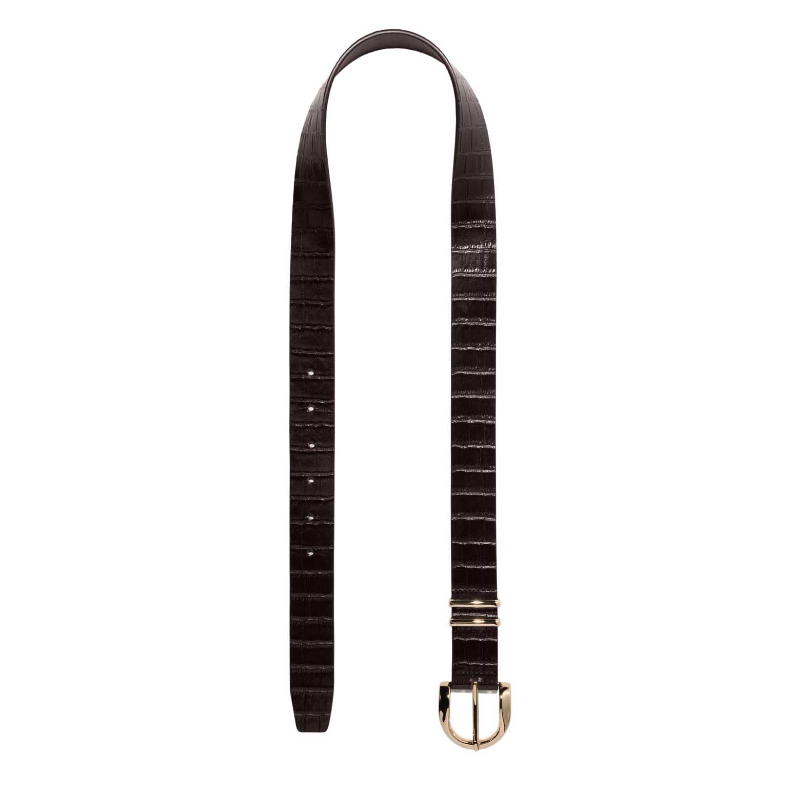 Cue Chocolate Croc Embossed Leather Boyfriend Belt